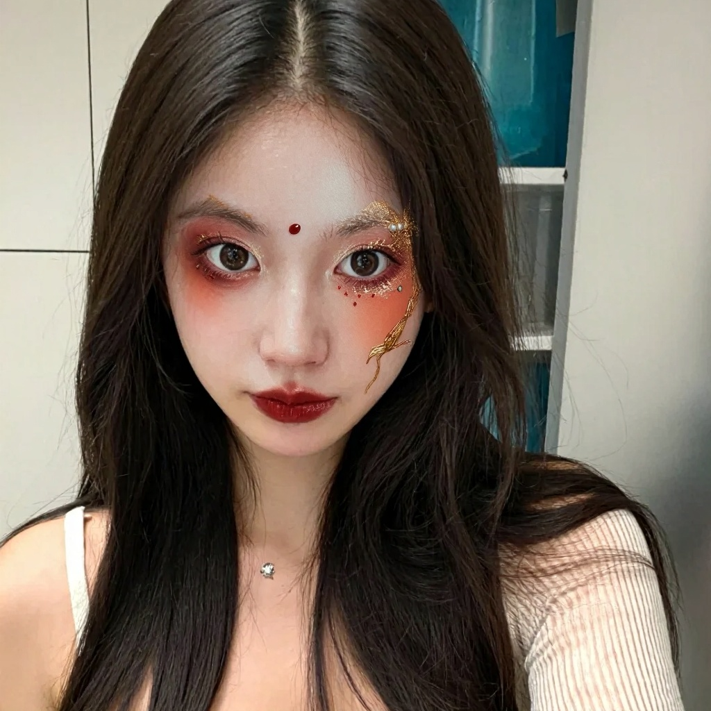 Full-face makeup result