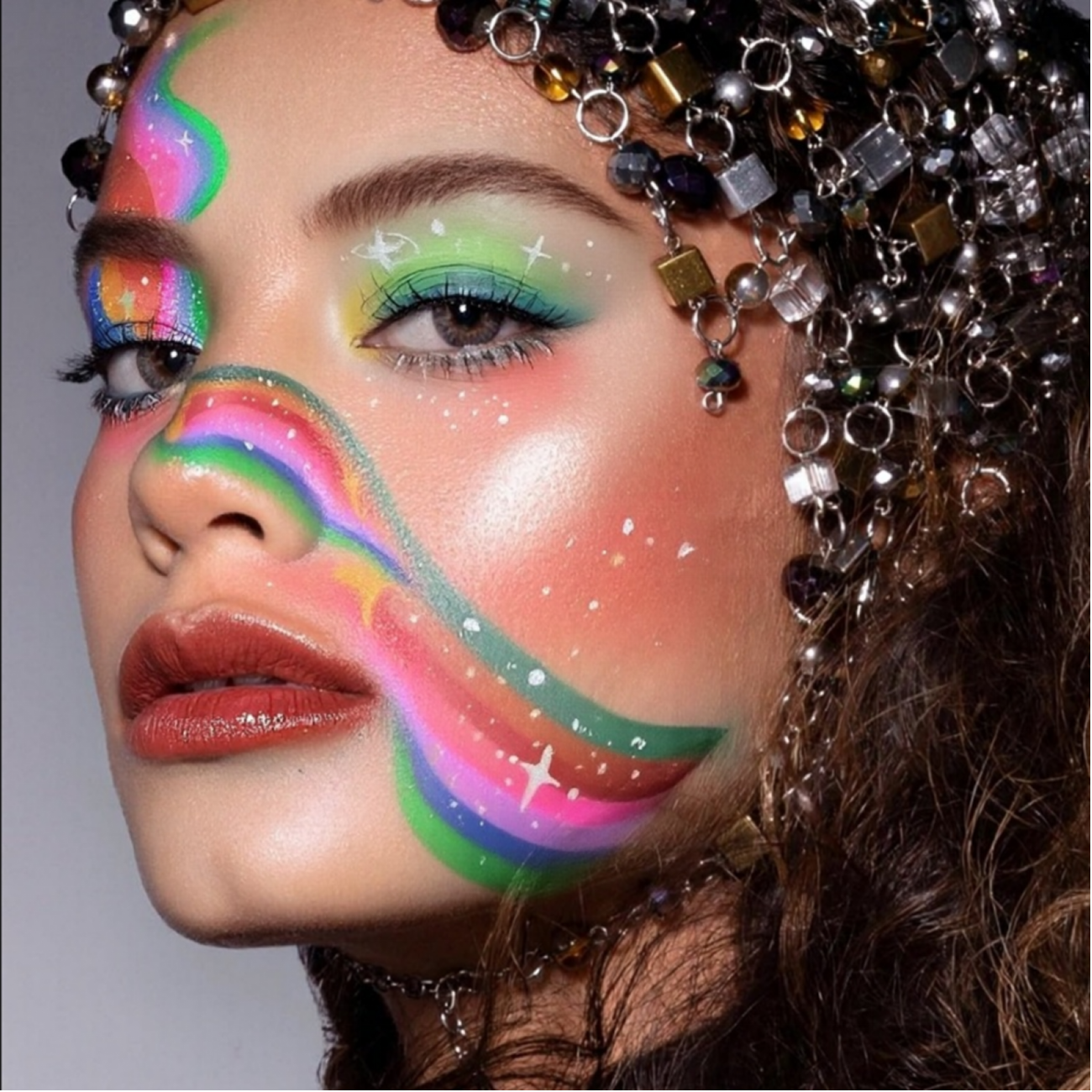 Full-face makeup result